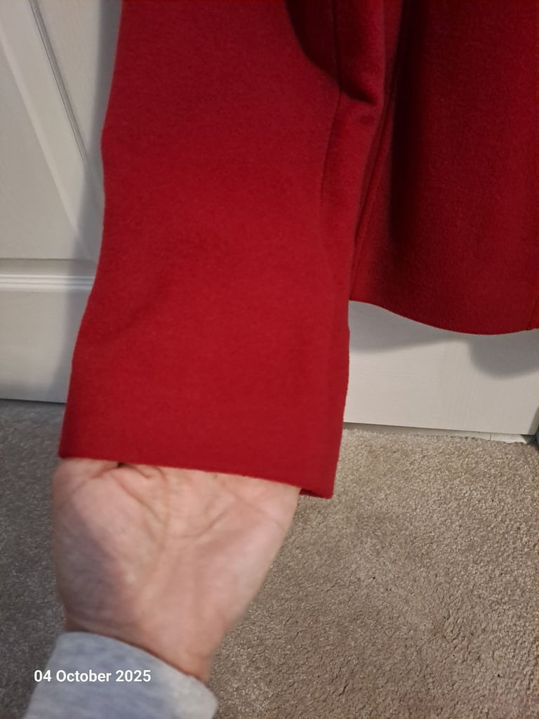 Marks and spencer red wool mix. 5% cashmere short jacket,  size 14