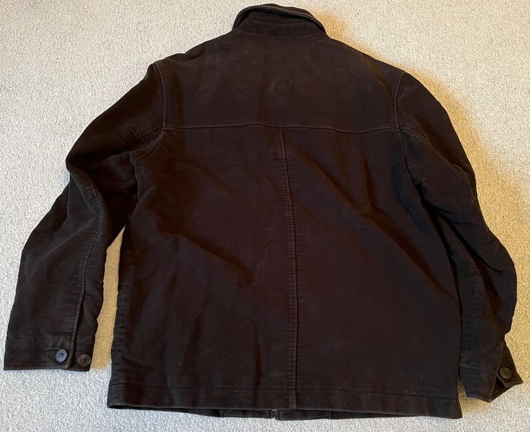 Maine New England black, brushed cotton, zip front, men's medium-sized jacket