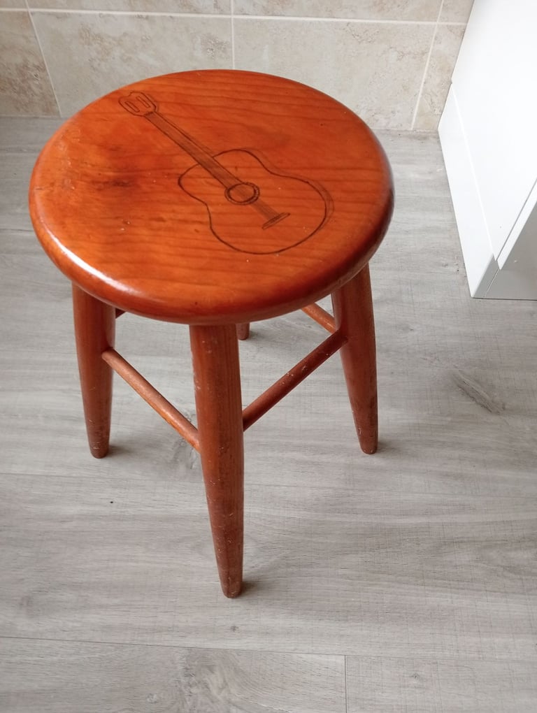 image for Guitar motif wooden stool