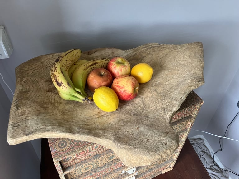 image for Handmade hand carved wooden fruit bowl 