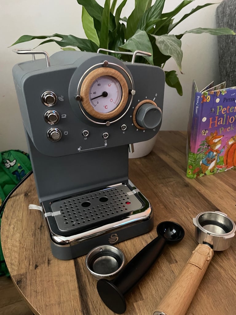 retro-style Swan espresso coffee machine