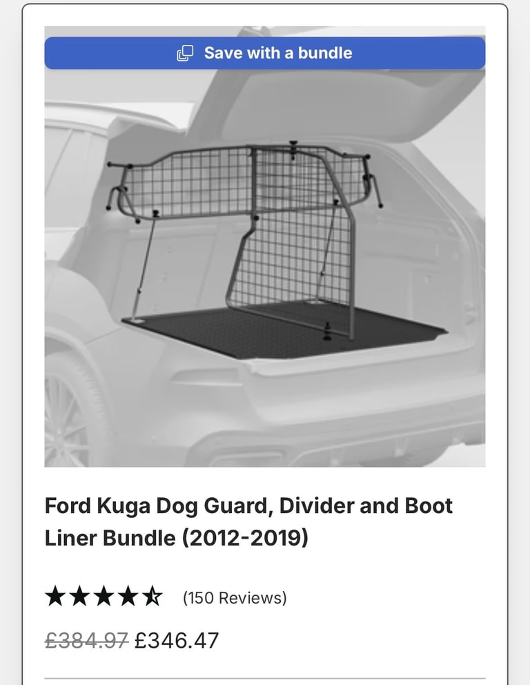 Travall Dog guard and divider with mat for Ford Kuga 2012-2019