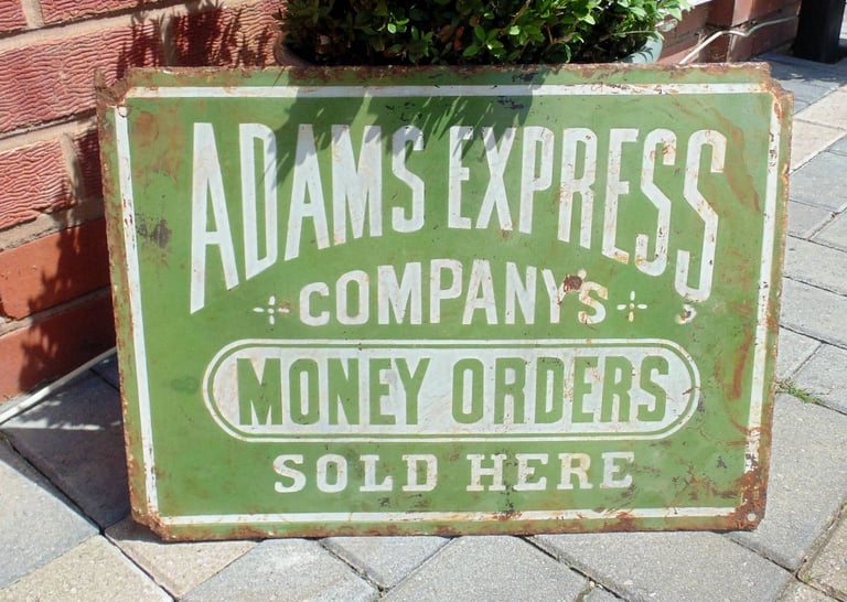 image for (#1372) adams express company money order enamel sign (Pick up or post, Dy4 area)