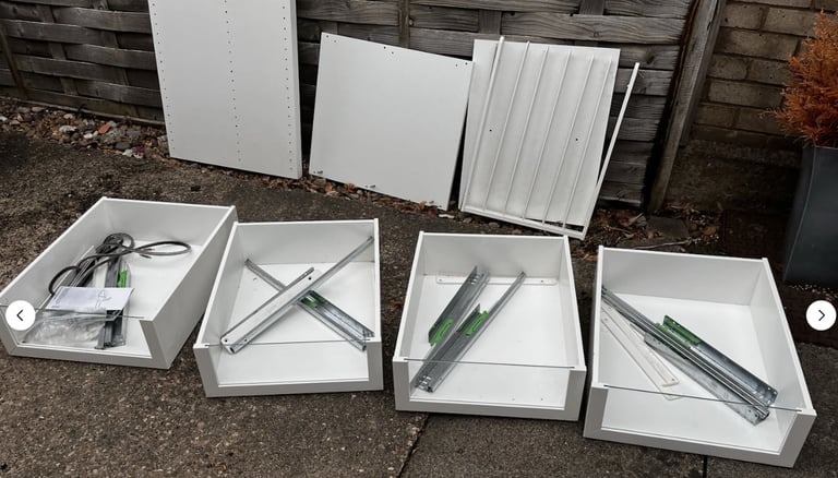 4 IKEA Komplement PAX Wardrobe White Glass Front drawers FREE DELIVERY 064