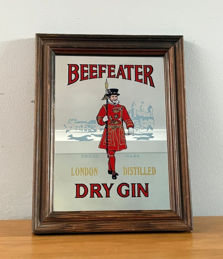 image for Vintage London Dry Gin Advertising Mirror 