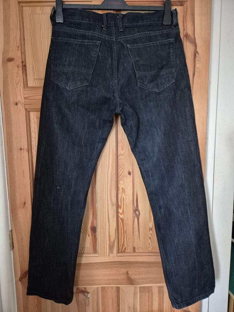 Mens Burton Black Stretch Straight Jeans - Waist 34-Leg31 inch.