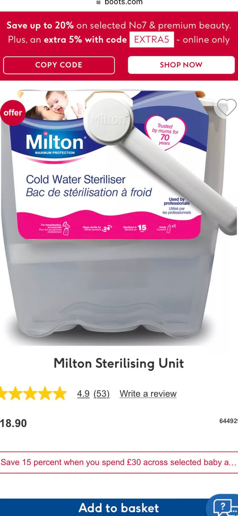 Milton Cold Steriliser Unit and Tablets