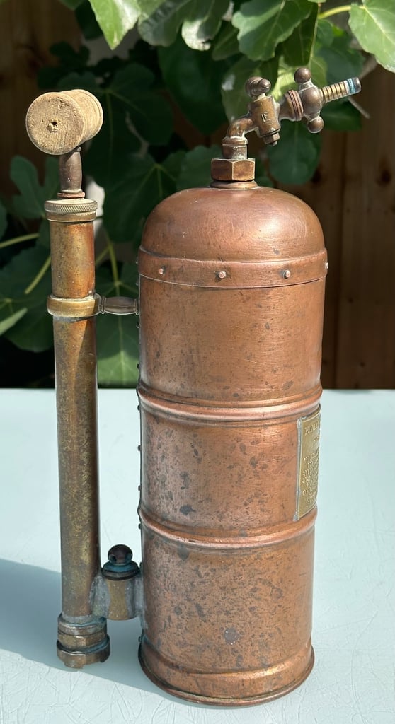 ANTIQUE FRENCH COPPER VINE SPRAYER, MURATORI PARIS GARDEN SPRAYER, H34cm - 1900s - WILL POST!
