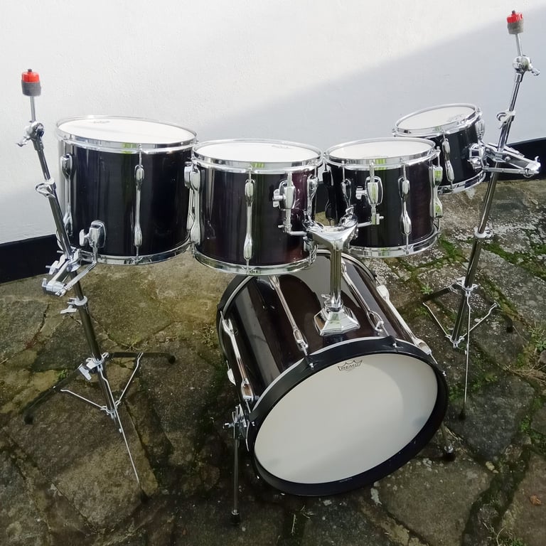 Superb TAMA 8,10,12,14,20” Shell Pack Drum Kit+ Cases. RARE Black Ebony Wrap. POST+£45.
