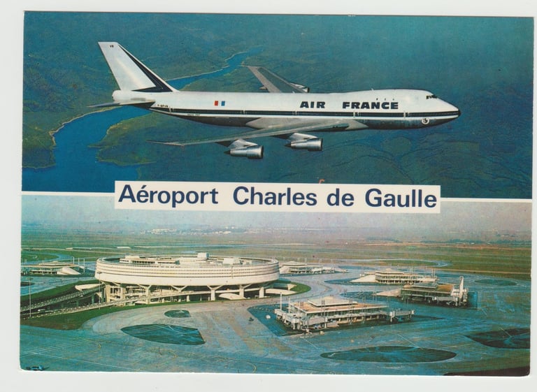 image for AIR FRANCE CHARLES DE GAULLE AEROPORTBOEING 747 AEROPLANE POSTCARD