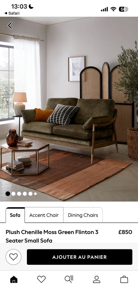 Next Green 3 seater sofa