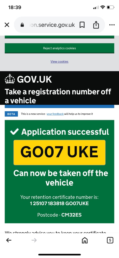 Personal number plate (GO LUKE)