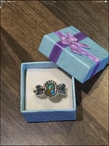 image for crossover turquoise Ring size 6 (small) & turquoise stone size 9 (med)