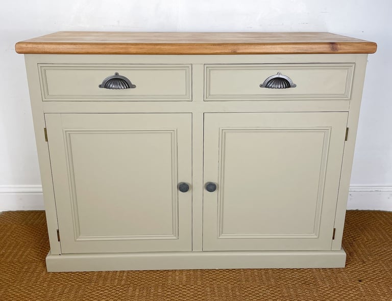 Large 4ft Extra thick chunky solid pine sideboard chest of drawers cupboard pewter pulls