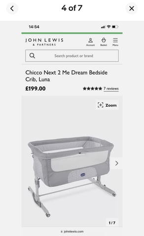 Chicco next2me Dream crib Luna in grey in Stockport Manchester Gumtree