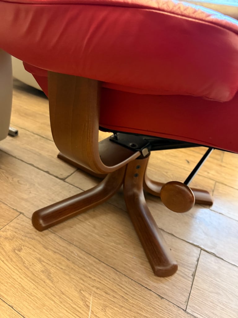 Red leather recliner chair 