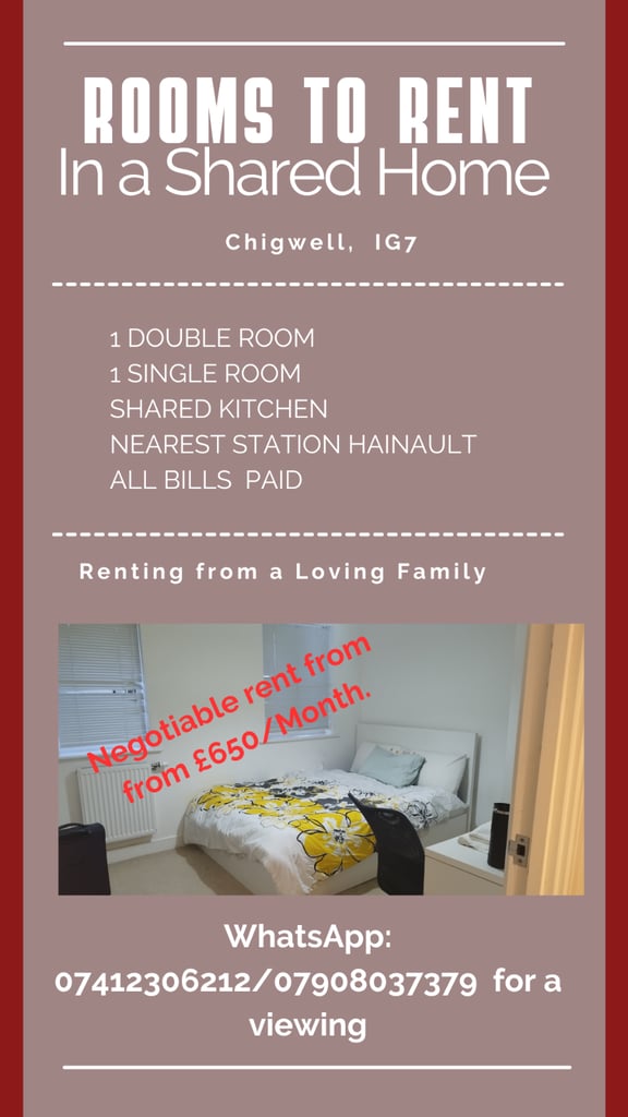 Rooms to Rent in Chigwell