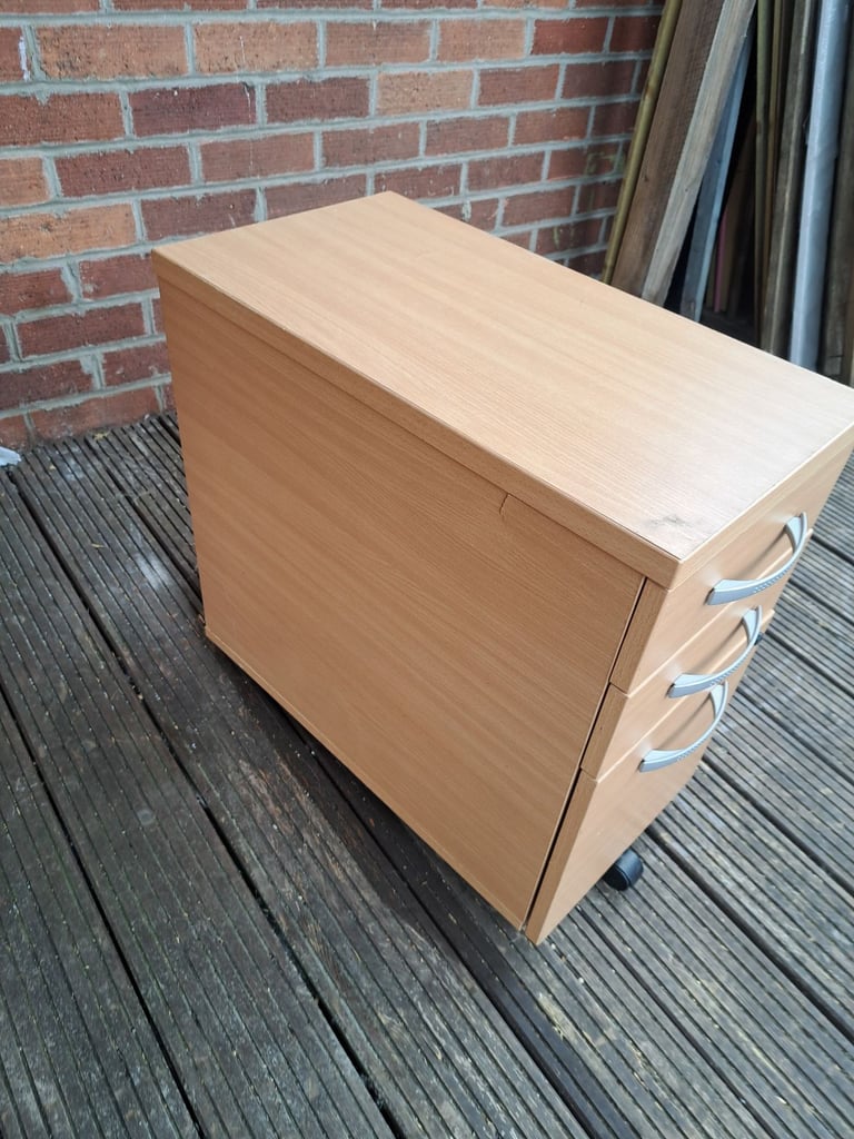 image for 3 drawer light wood office drawers 