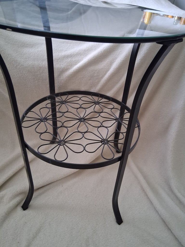 Side Table Black with Glass Top