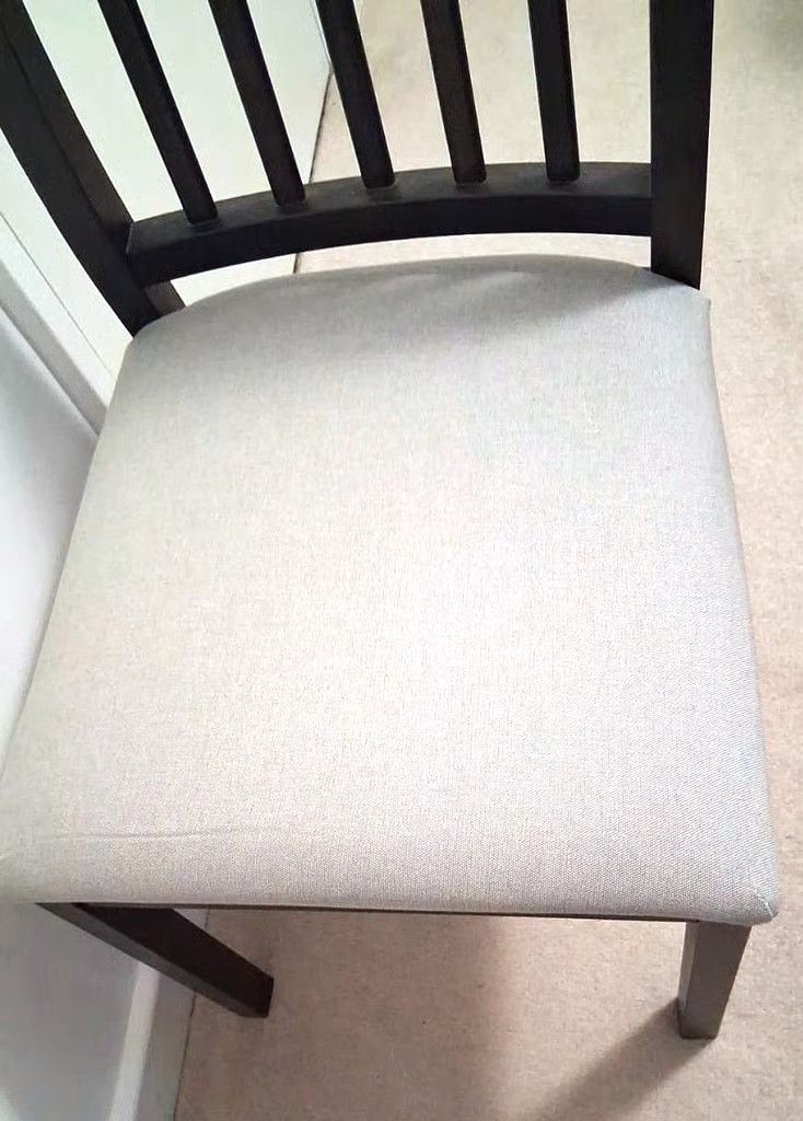 image for 2 DARK BROWN/BLACK IKEA CHAIRS WITH GREY COVERS / CUSHION / IN PERFECT CONDITION