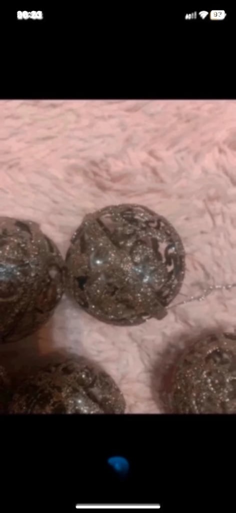 NEW SET OF 16 GOLD GLITTER CHRISTMAS TREE BAUBLES 