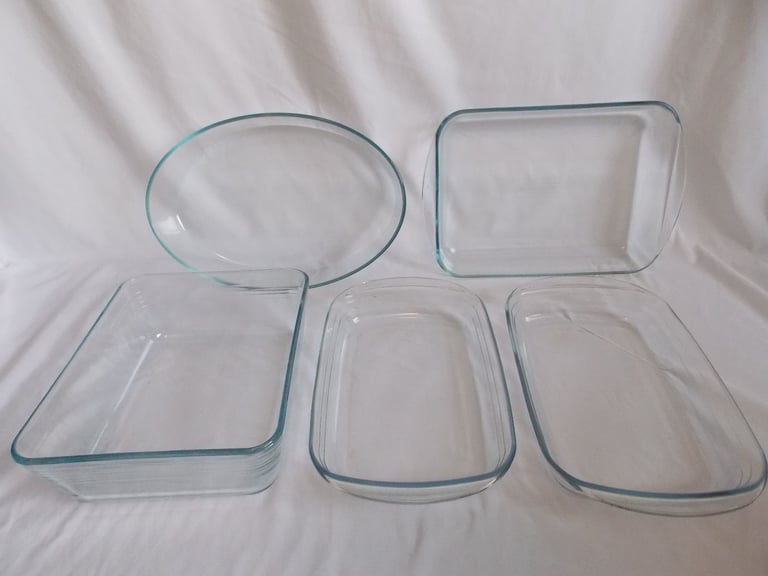 Selection 5 Large Vintage Pyrex Glass Rectangle Deep Casserole Dishes