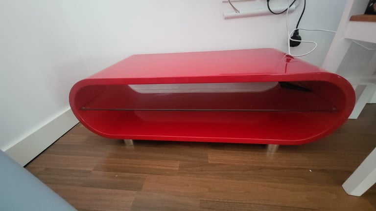 image for Red gloss tv stand in great condition, hardly used, collection asap 