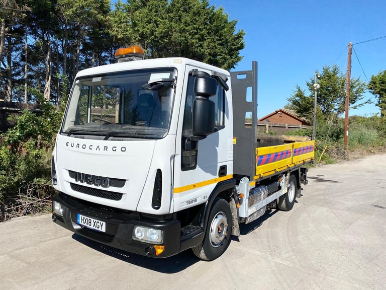2018 IVECO EUROCARGO 75E16 DROPSIDE TIPPER EURO-6 TARMAC CHUTES 3 SEATS BEACONS