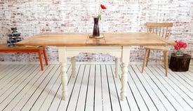 Extending Rustic Farmhouse Traditional Leg Dining Kitchen Table Solid Hardwood