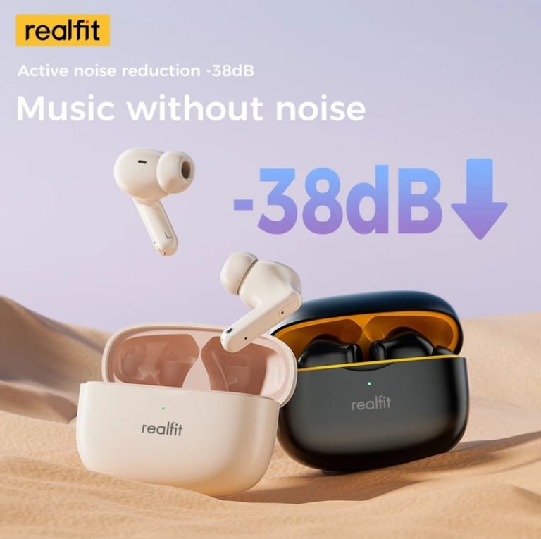 Realfit F3 ANC Active Noice Cancellation Bluetooth Earphones HIFI Stereo Wireless Earbuds 