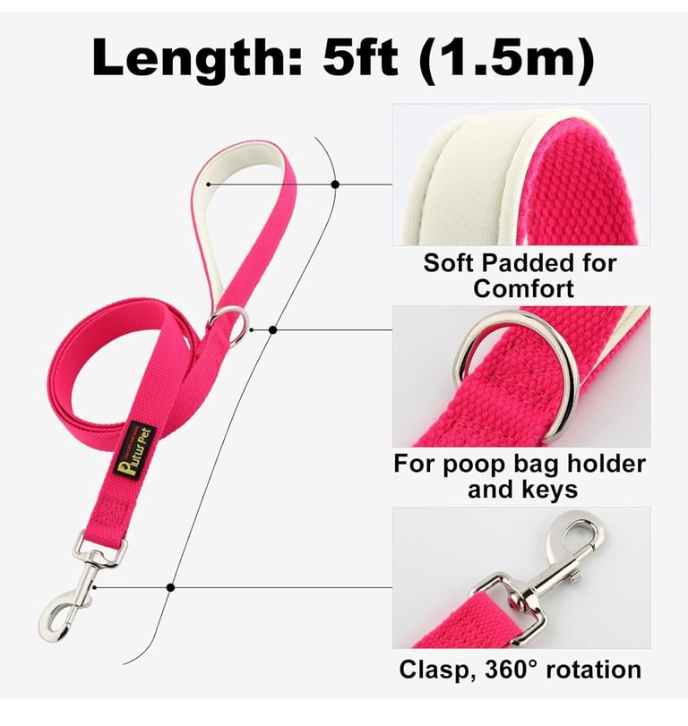 NEW Pets Purest Hot Pink Dog Harness Lead Size Small Set