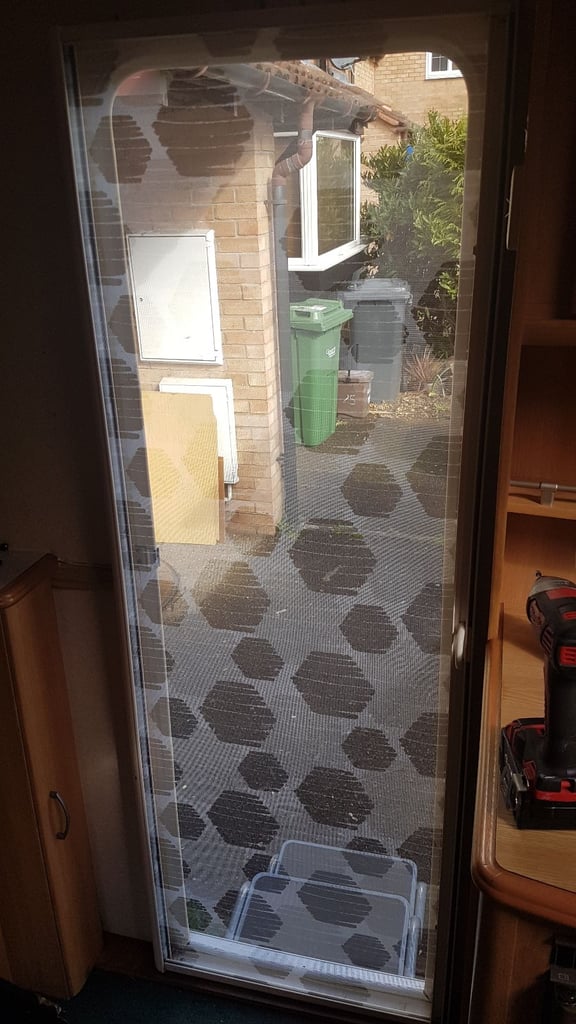 Main door fly nets for camper, caravan, motorhome or boat.