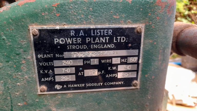 Lister ST2 Start-O-Matic 7 kW trailer mounted diesel generator