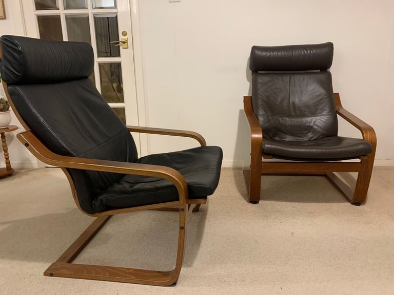 image for 2 Ikea Leather Poang chairs. £35 each or both £60