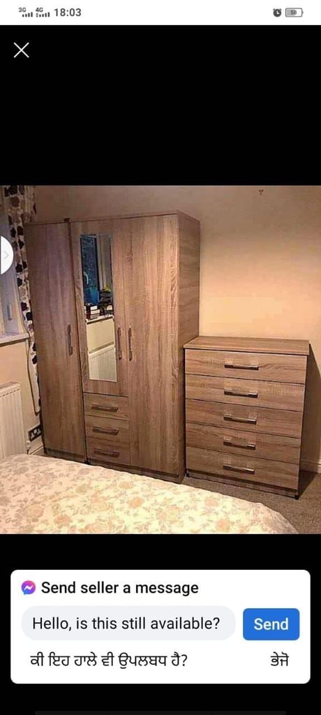 Modern Bedroom Furniture. Bedroom Suit Includes Bedside Tables, Chest of Drawers and Wardrobes