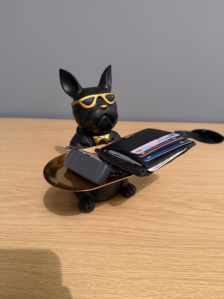 French Bulldog Resin Statue with Tray