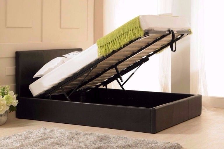 image for ** Premium Leather Ottoman Bed – Gas Lift Base, Optional Mattress, Hot Deal !! **