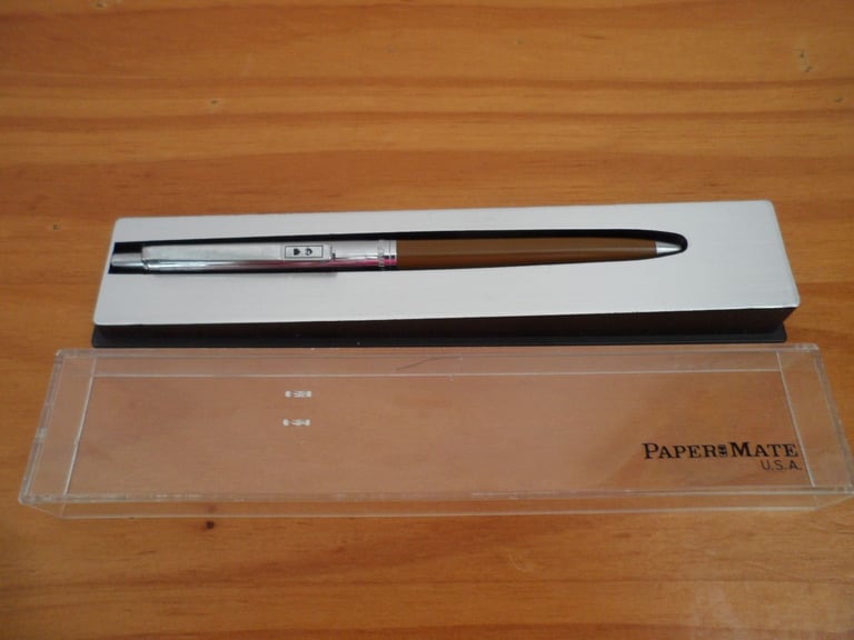 image for VINTAGE BROWN & SILVER PAPERMATE BALLPOINT PEN - WORKING BLUE INK