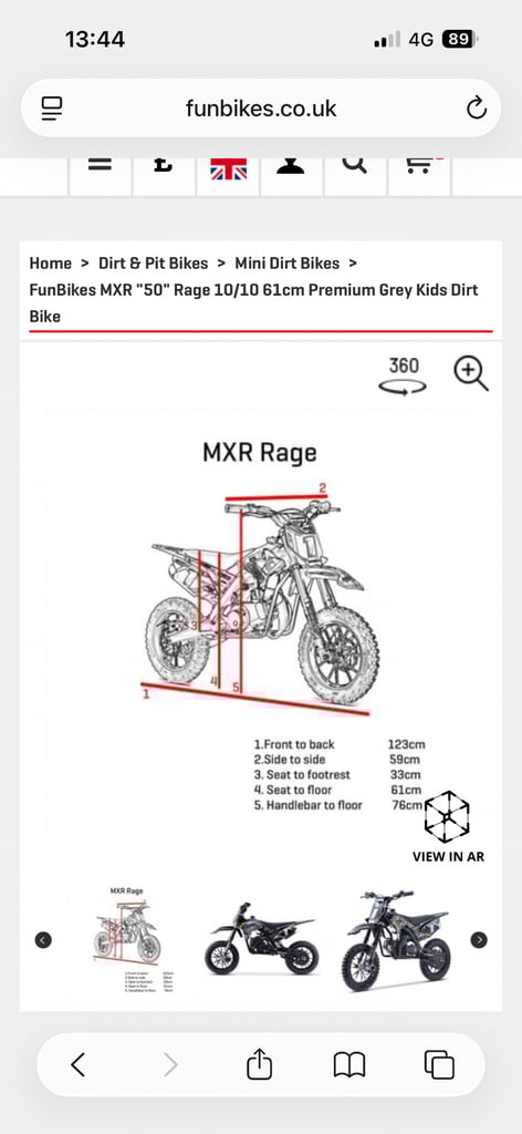 Fun bikes MXR50 kids dirt bike