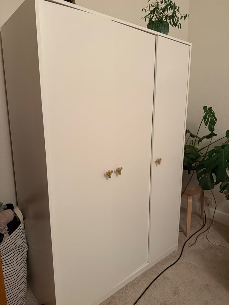 White IKEA Wardrobe with Golden Cactus Handles (added extra)