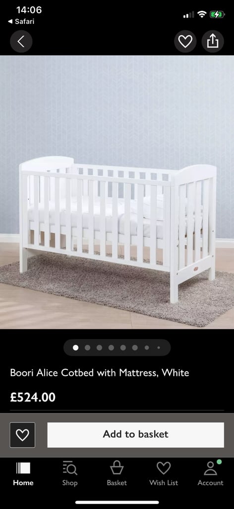 Boori nursery set, cor bed. Changing table, wardrobe. 