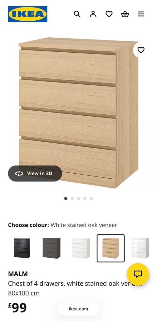 image for IKEA Malm 4 Drawer Chest (80x100cm)