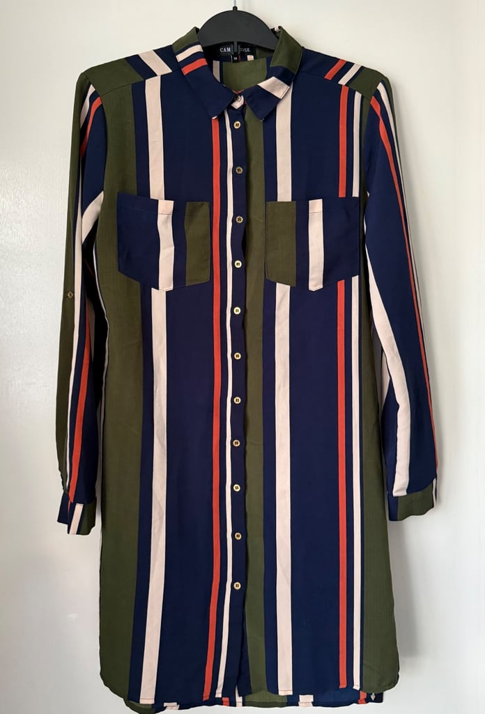 Striped multicoloured shirt dress, size 12/14
