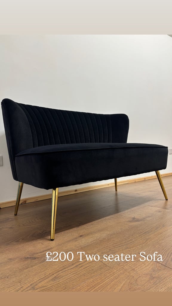 image for Black Velvet Sofa 