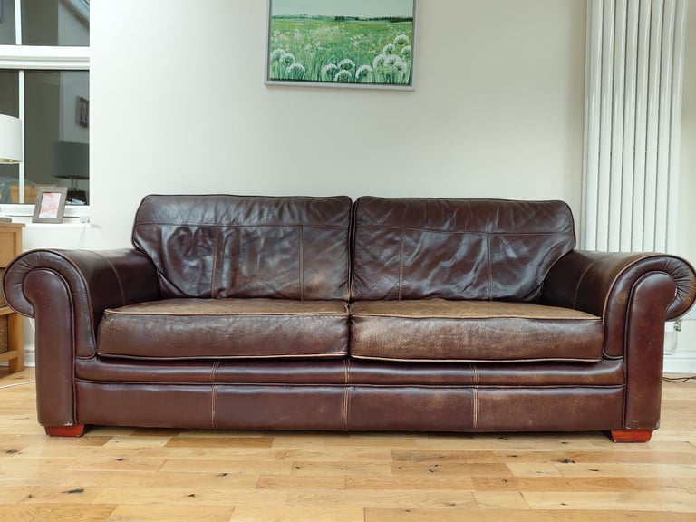 image for Large vintage leather sofa 