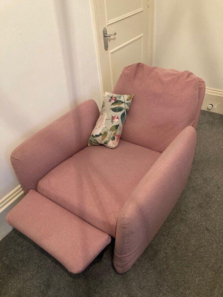 image for IKEA Reclining Armchair, pink/brown. EKOLSUND.