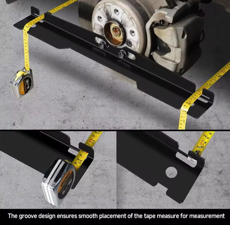 Vehicle wheel alignment brackets adjust toe in toe out and two tape measures