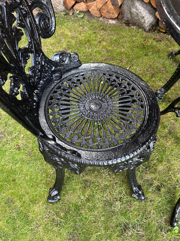 Beautiful black bistro table and chairs