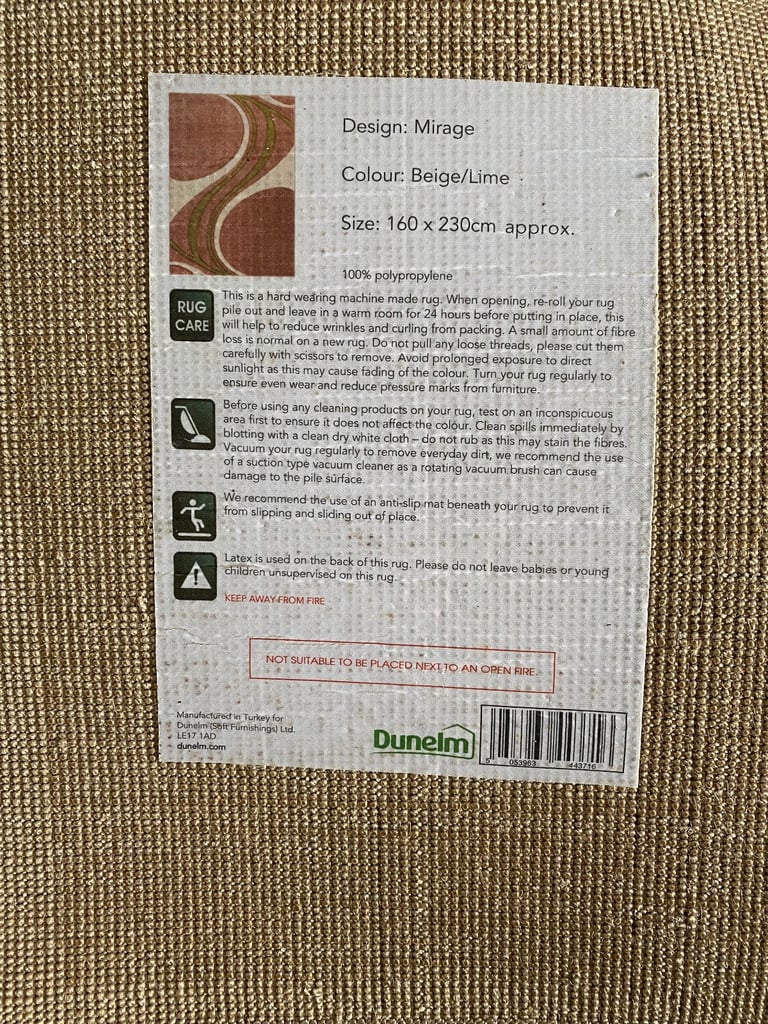 Dunelm rug/ 160 x 230 cm