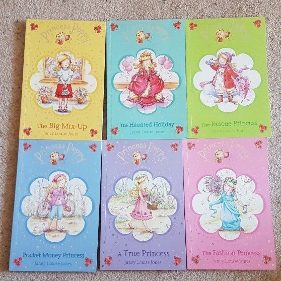 6 princess poppy books in bag with jingly tag